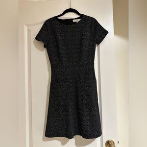 Black and white small fleck patterned Loft dress with pockets
